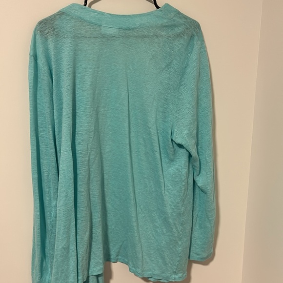 J Jill Love Linen 100% Linen Light Blue Cardigan Size XL - Picture 3 of 4